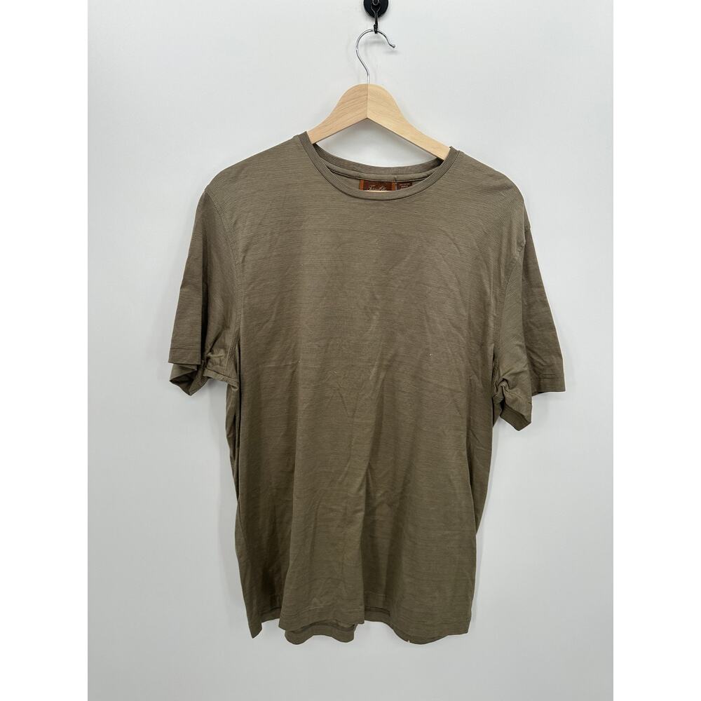 Tasso Ella Brown Striped Minimal T-Shirt Men‎ Sz L Cotton Quiet Luxury Everyday